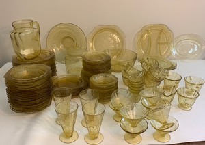lot 10 image: VINTAGE Amber Depression Glass