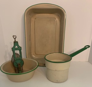 lot 73 image: VINTAGE PRIMITIVE 4 Piece Kitchen Set