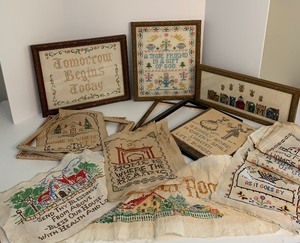 lot 181 image: Vintage NEEDLEPOINT Samplers