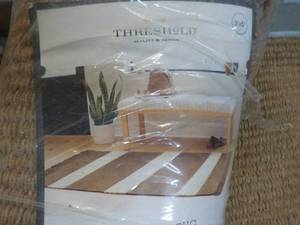 Threshold New 3 ft x 5 ft Hand Woven Area Rug- Tan Stripe