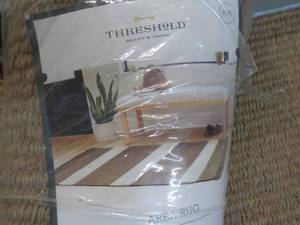 Threshold New 3 ft x 5 ft Hand Woven Area Rug- Tan Stripe