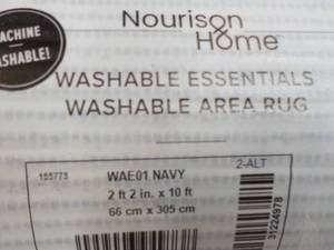 Nourison Home New Machine Washable Runner 26 x 10- Navy