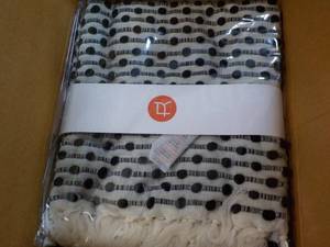 New Black Button Nubby 50 x 60 Throw