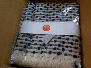 New Black Button Nubby 50 x 60 Throw