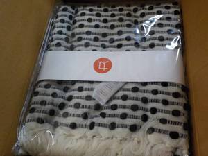 New Black Button Nubby 50 x 60 Throw