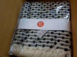 New Black Button Nubby 50 x 60 Throw