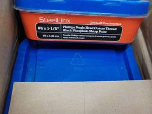 Steelinx Packaged Fasteners #6-1 18 20 x 1 lb. cartons Phillips Bugle Head Coarse Thread Gray Phosphate Sharp Point