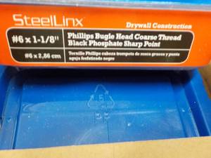 Steelinx Packaged Fasteners #6-1 18 20 x 1 lb. cartons Phillips Bugle Head Coarse Thread Gray Phosphate Sharp Point