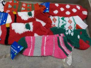 Fuzzy Holiday Socks and bows...