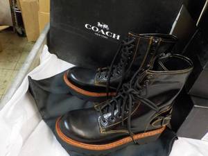 New Coach size 6M Moto Hiker Boot Box Calf Black