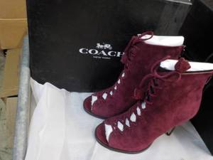 New Coach Size 5M Lena Lux Suede Burgundy Shoes