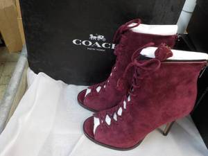 New Coach Size 5M Lena Lux Suede Burgundy Shoes