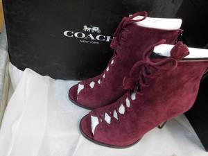 New Coach Size 5M Lena Lux Suede Burgundy Shoes