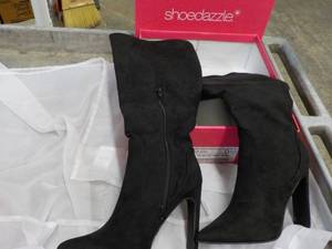 Shoe Dazzle size 9 New Evelina Black Heeled Boots
