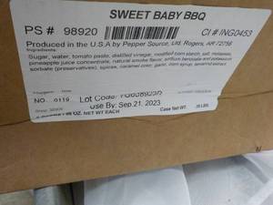 Case of Sweet Baby Barbeque Sauce- past best date but sealed Best By 09212023