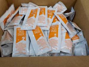 Box of 200 count Taco Sauce Single Serve Packets Best By 06182024