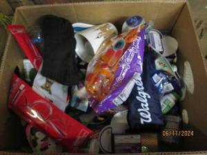 box of cups , candy and medicine