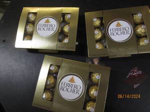 3 ferrero rocher fine hazelnut chocolates 5.3oz best buy date of march 2024