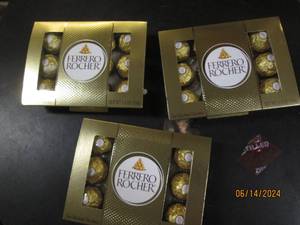 3 ferrero rocher fine hazelnut chocolates 5.3oz best buy date of march 2024
