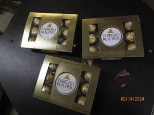 3 ferrero rocher fine hazelnut chocolates 5.3oz best buy date of march 2024