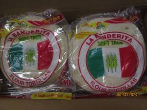case of 12 10 count bags of flour tortillas best by date of 52024