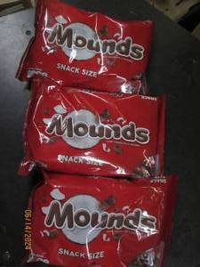 311.3 oz bags of mounds snack size bars best by date of 42024