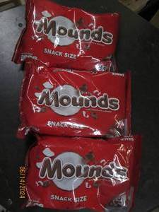 311.3 oz bags of mounds snack size bars best by date of 42024