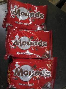 311.3 oz bags of mounds snack size bars best by date of 42024