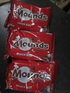 311.3 oz bags of mounds snack size bars best by date of 42024