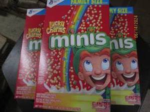 3 18.6 oz boxes of lucky charms mini best by date of march 2024