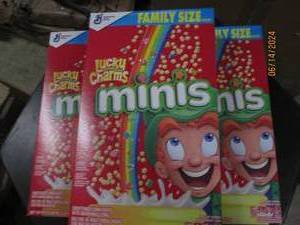 3 18.6 oz boxes of lucky charms mini best by date of march 2024