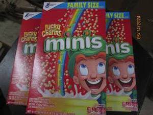 3 18.6 oz boxes of lucky charms mini best by date of march 2024