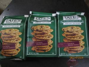 37 oz bags of tates bake shop oatmeal raisin cookies best by date of april 2024