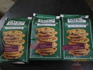 37 oz bags of tates bake shop oatmeal raisin cookies best by date of april 2024