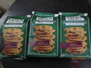 37 oz bags of tates bake shop oatmeal raisin cookies best by date of april 2024