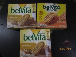 3 boxes of belvita golden oat breakfast biscuits best by date of october 2023