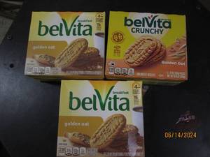 3 boxes of belvita golden oat breakfast biscuits best by date of october 2023