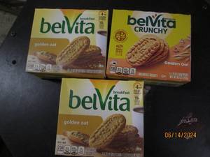 3 boxes of belvita golden oat breakfast biscuits best by date of october 2023