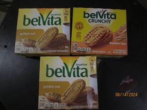 3 boxes of belvita golden oat breakfast biscuits best by date of october 2023