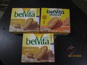 3 boxes of belvita golden oat breakfast biscuits best by date of october 2023