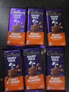 63.5 oz cadbury dairy milk roasted almond bars best by date of 42024