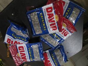 65.25 bags of david original sunflower seeds best by date of jan 2024