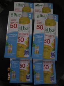 6 packages of 2 alba coconut sunscreen 8 fl oz bottles 50 spf