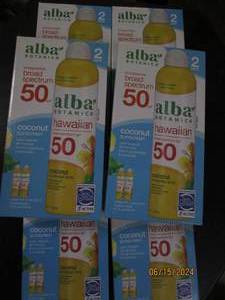 6 packages of 2 alba coconut sunscreen 8 fl oz bottles 50 spf