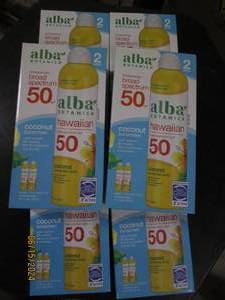 6 packages of 2 alba coconut sunscreen 8 fl oz bottles 50 spf