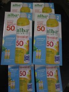 6 packages of 2 alba coconut sunscreen 8 fl oz bottles 50 spf