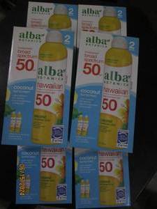 6 packages of 2 alba coconut sunscreen 8 fl oz bottles 50 spf