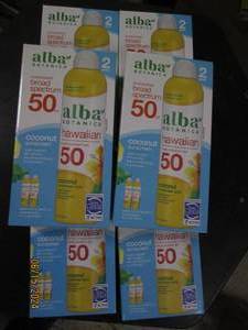 6 packages of 2 alba coconut sunscreen 8 fl oz bottles 50 spf