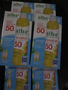 6 packages of 2 alba coconut sunscreen 8 fl oz bottles 50 spf