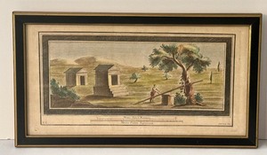 lot 29 image: Vintage Framed Colored Etching Mezzo Palmo Ramano & Vintage Colored Etching Luigi Alosa Seaside Monument